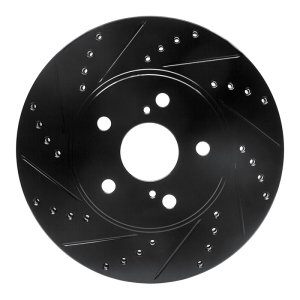 Lexus ES300 Brake Rotor (1) - Front Left - R1 Concepts - Drilled & Slotted - Black - `02-`15